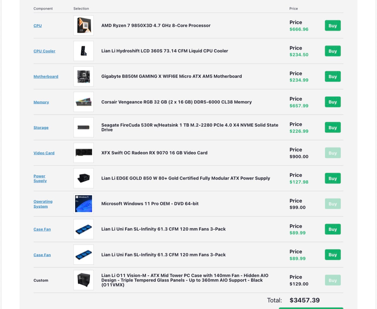 Legendary O11 Vision-M Gaming PC – Ryzen 9850X3D + RX 9070 16GB