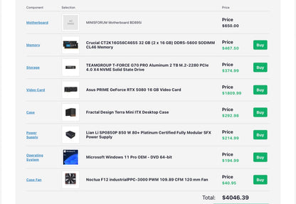 🎮 Fractal Terra Mini-ITX Powerhouse – Ryzen 9 16-Core / RTX 5080