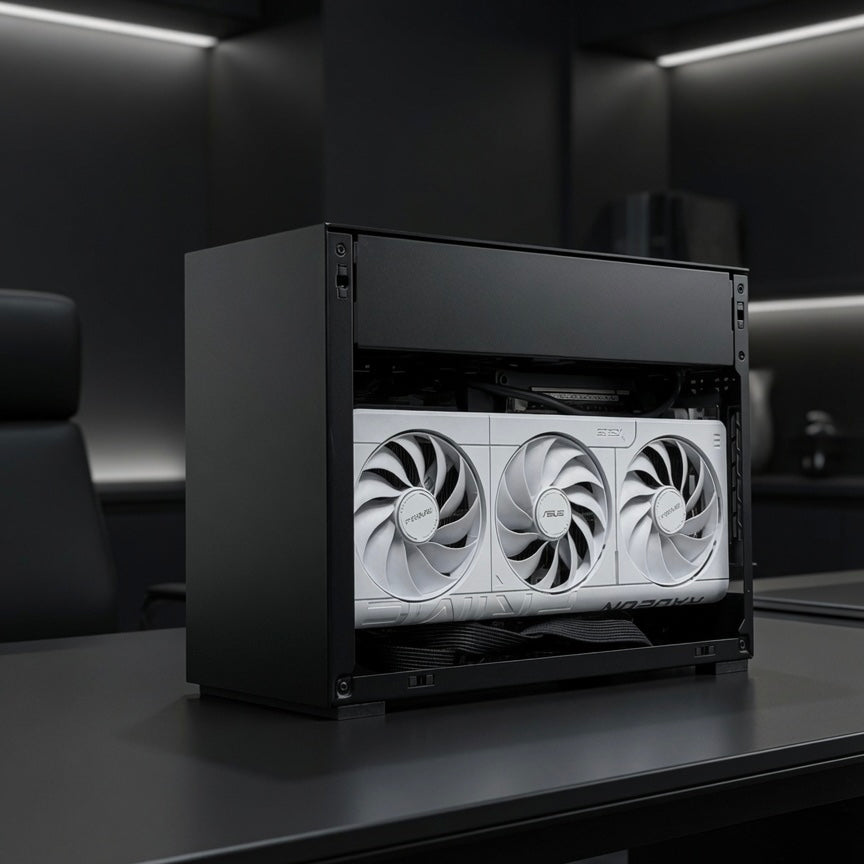 Mini ITX Gaming PC – Ryzen 7 7800X3D + RX 9070 XT (PCIe 5.0 Riser Cable)