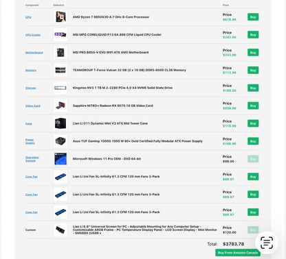 Gaming PC VALUE BUILD — Ryzen 7 9850X3D + RX 9070 16GB
